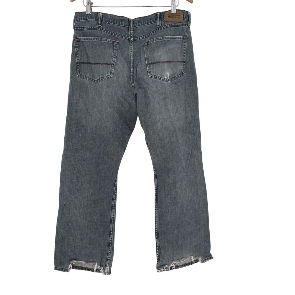 Wrangler Bootcut Jeans Mens 34x30 Blue Denim Preppy Distressed Comfy Relaxed Fit - Picture 9 of 10
